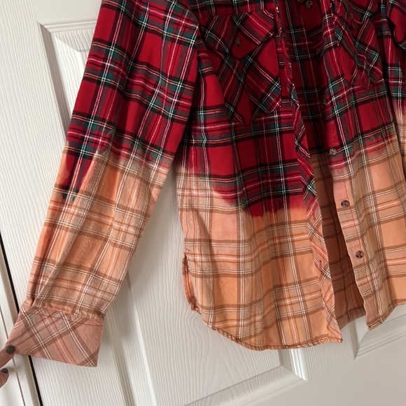 Sanctuary Red and Green Tartan Plaid Flannel‎ Button Down 100% Cotton Sz Small - Picture 4 of 9